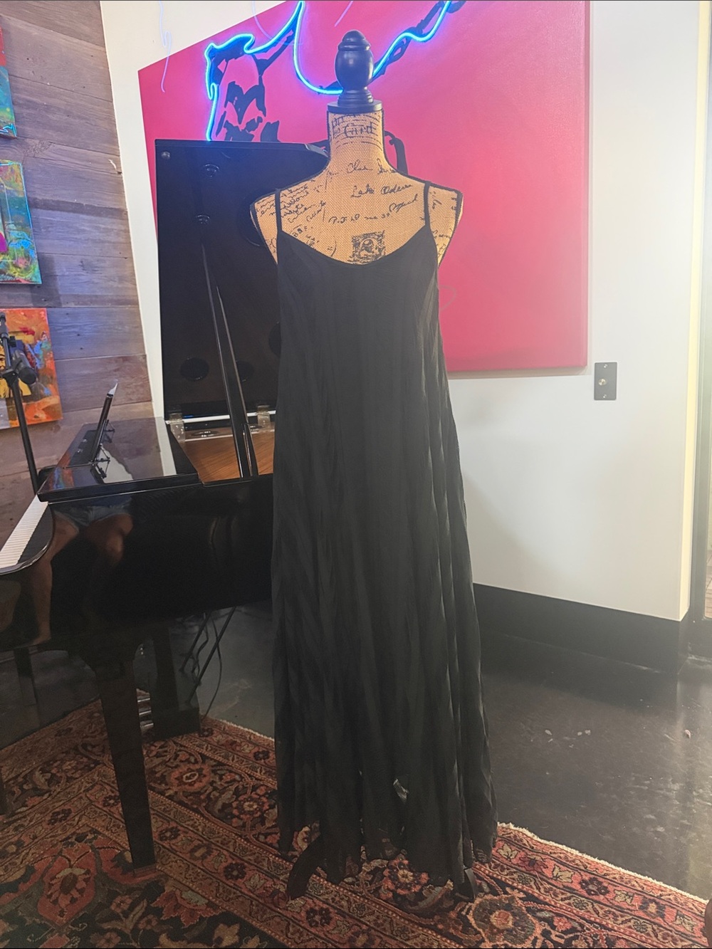 Zenara Black Flowy Maxi Slip Dress